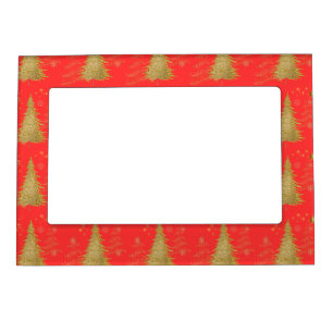 Gold JOYFUL on Red ChristmasHoliday Party Magnetic Frame