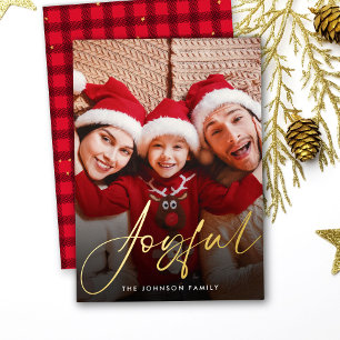 Gold Joyful Photo Foil Holiday Card