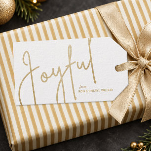Gold JOYFUL White Christmas Gift Tags