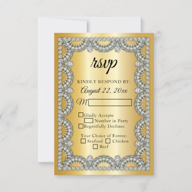 Gold Jubilee | Diamond Wedding | Anniversary RSVP Card (Front)
