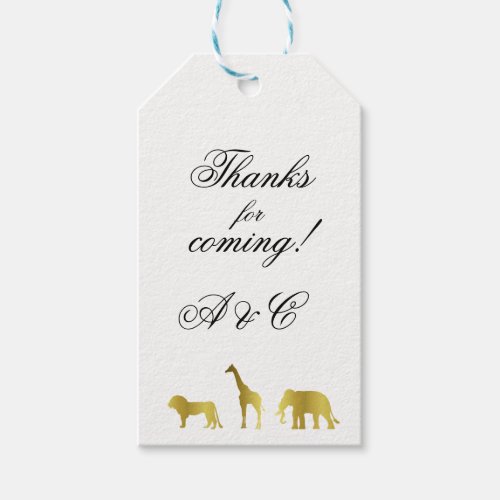 Gold Jungle Animals Gift Tags