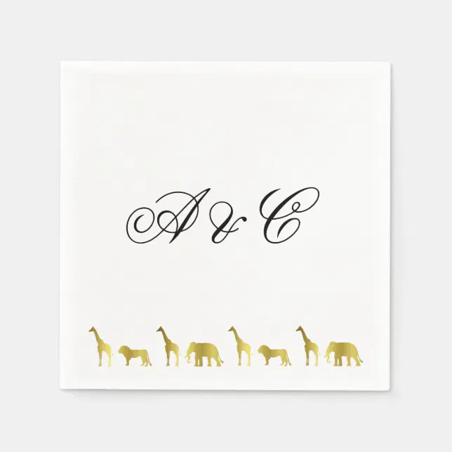 Gold Jungle Animals Party Napkins | Zazzle