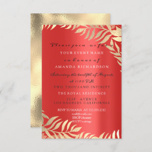 Gold Jungle Red Ruby Gold Elegant Bridal Birthday Invitation