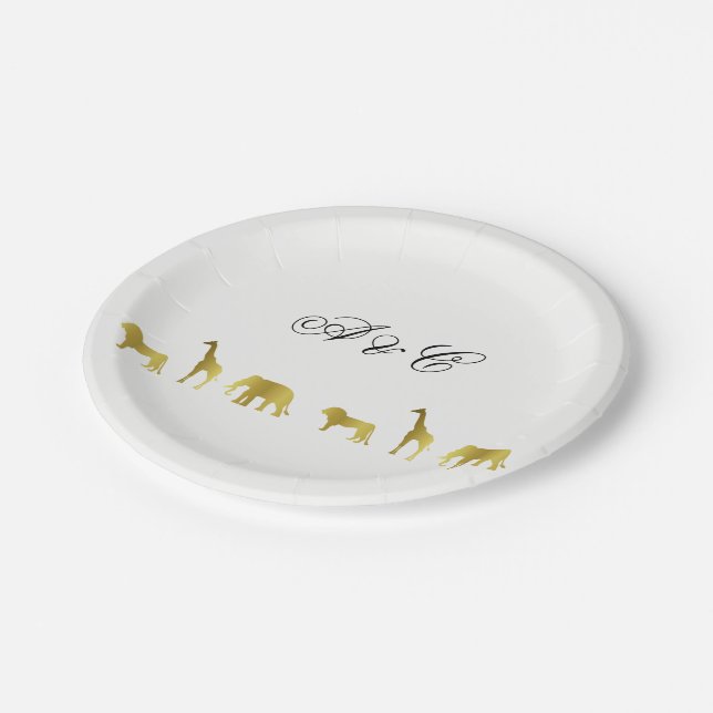Gold Jungle & Safari Party Paper Plates (Angled)