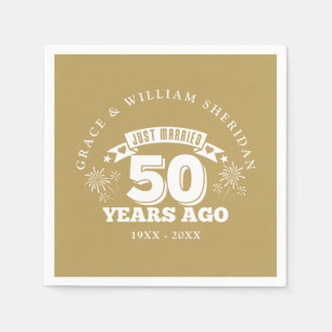 Gold Just Married 50th Wedding Anniversary Napkins