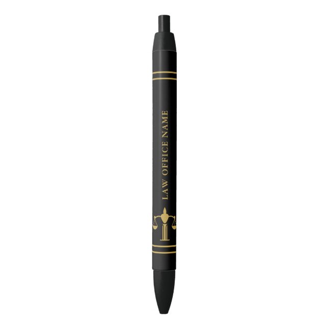 Gold Justice Logo & Custom Text Pen (Front Vertical)