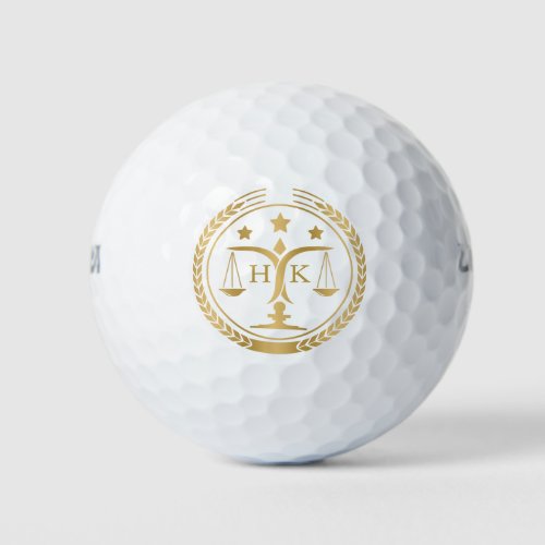 Gold Justice Logo Monogram Golf Balls