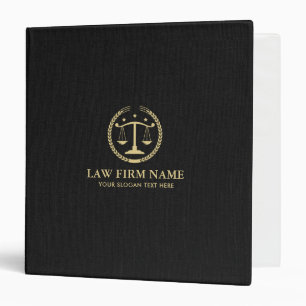 Gold Justice Logo On Black Linen Texture 3 Ring Binder