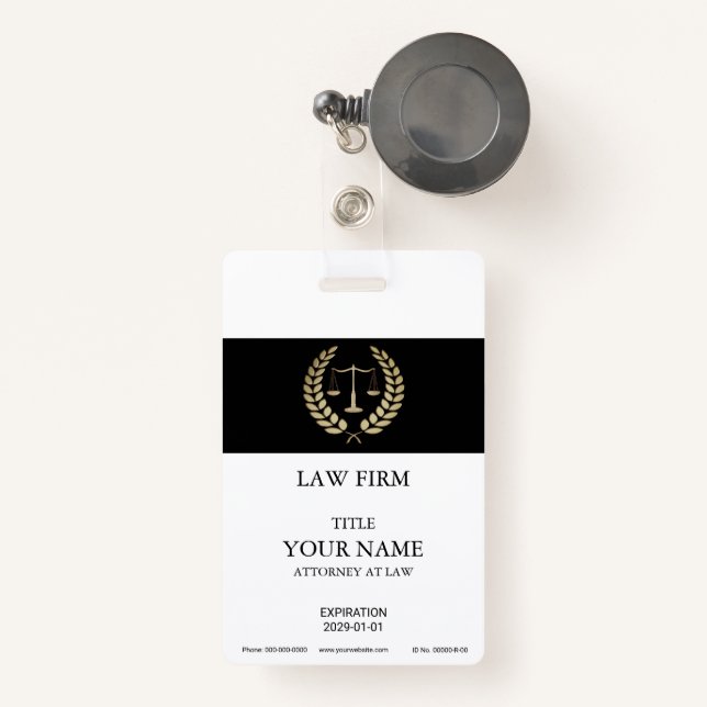 Gold Justice Scale Badge (Front with Retractable)