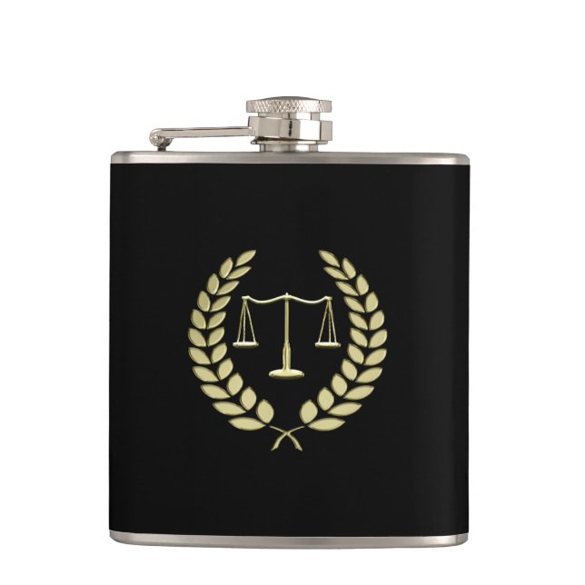 Gold Justice Scale Flask (Front)