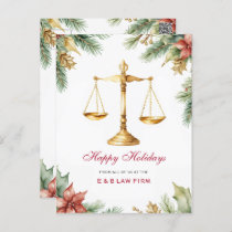 Gold Justice Scale Holly Pine Lawyer Christmas Holiday Postcard