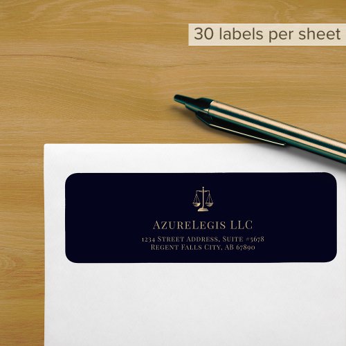 Gold Justice Scale Navy Legal Address Label
