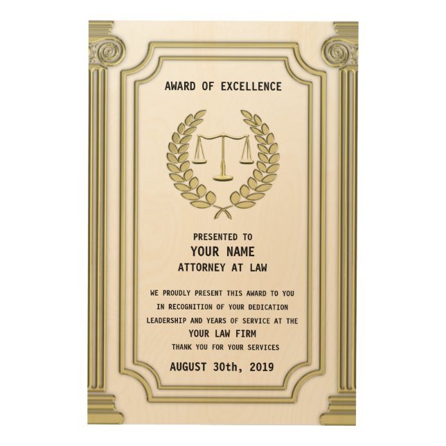 Gold Justice Scale Wood Wall Art (Front)