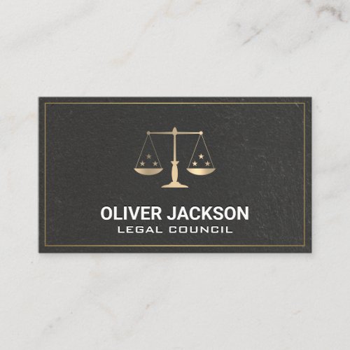 Gold Justice Scales  Black Wall Texture Business Card