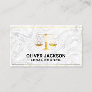Gold Justice Scales   Marble Business Card