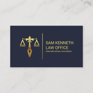 Gold Justice Scales Pen Gold Stripe Lawyer Business Card