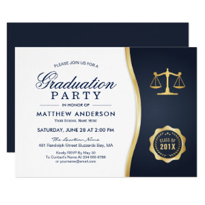 Gold Justice Wreath Law School Graduation Party Card