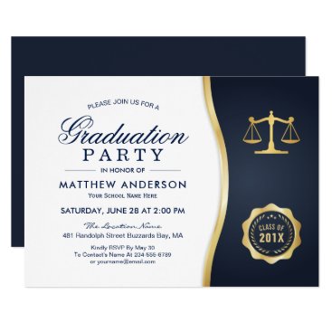 Gold Justice Wreath Law School Graduation Party Invitation Gold Justice Wreath Law School Graduation Party Invitation