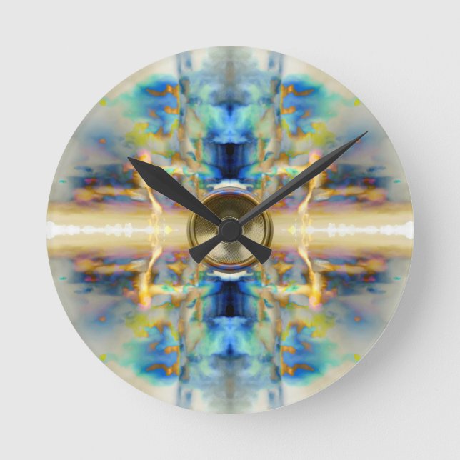 Gold kaleidoscope music speaker round clock (Front)