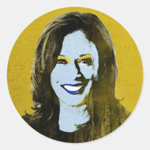 Gold Kamala Harris Pop Art Classic Round Sticker
