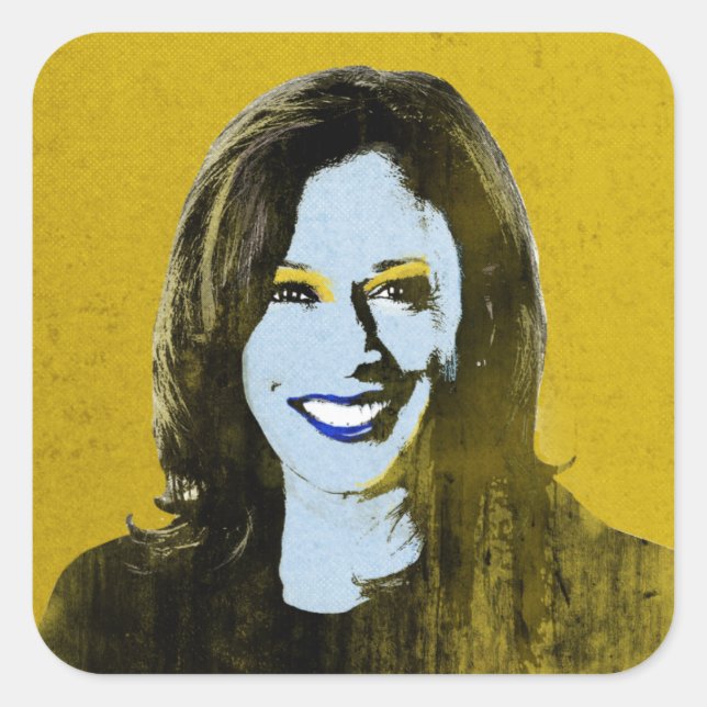 Gold Kamala Harris Pop Art Square Sticker (Front)