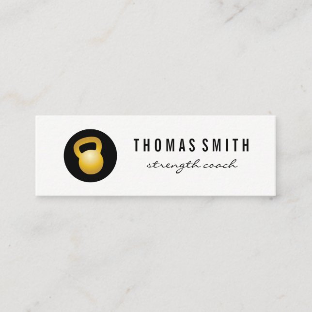 (Gold) Kettle Bell Fitness Trainer Mini Business Card (Front)