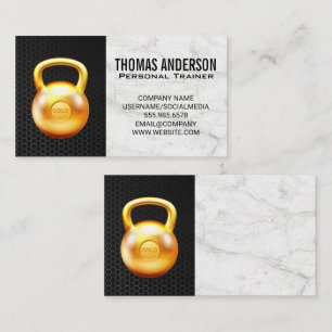 Gold Kettle Bell Marble Carbon Fiber Business Card
