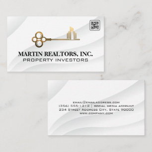 Gold Key and City Logo   QR Code Business Card
