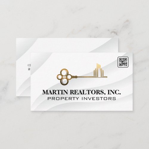 Gold Key and City Logo  QR Code Business Card