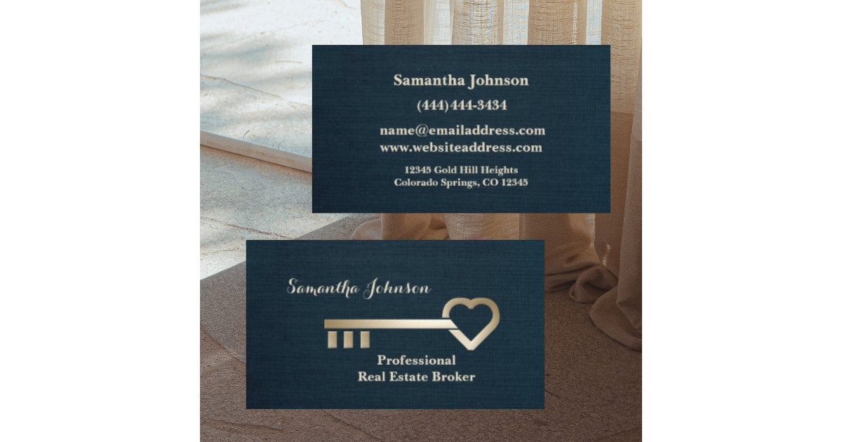 Gold Key Blue Spruce Real Estate Business Card Zazzle