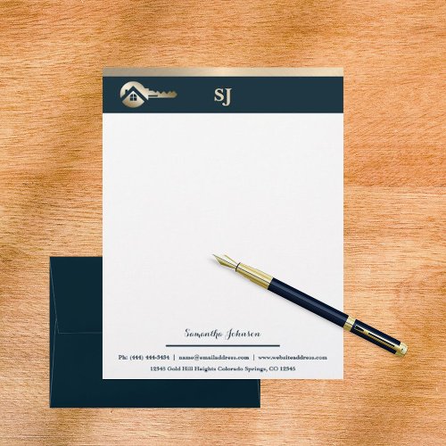 Gold Key Blue Spruce Realtor Business Letterhead