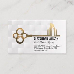 Gold Key City Logo Real Estate Property Business Card