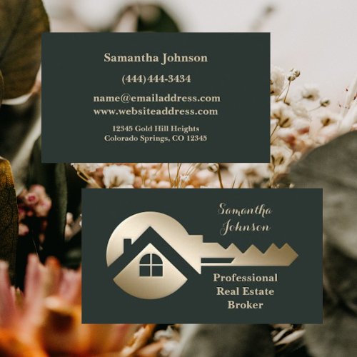 Gold Key Forest Green Real Estate Business Card