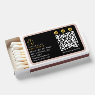 Gold Key Real Estate Agent QR Code Pink Gift Matchboxes