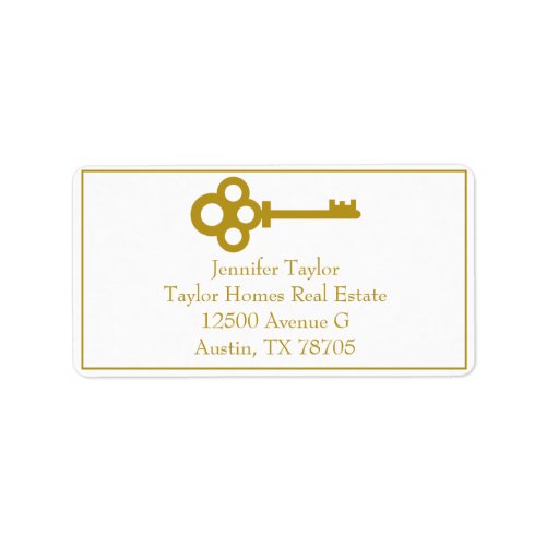 Gold Key Real Estate Company Chic Return Address Label