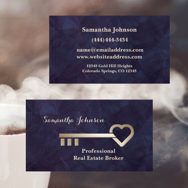 Gold Key Royal Plum Real Estate Business Card (Creator Uploaded)