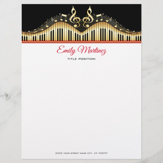 Gold Keyboard Letterhead (Front)