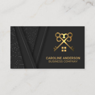 Gold Keys and Home Logo Real Estate Business Card