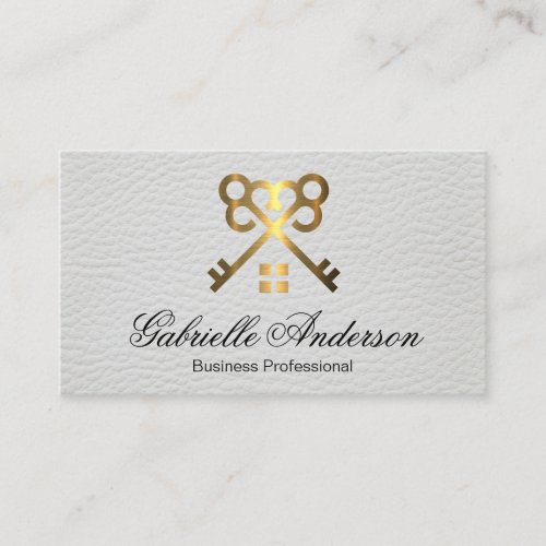 Gold Keys Home Logo  Leather Business Card