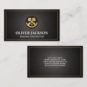 Gold Keys House Logo Construction Real Estate Business Card