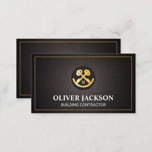 Gold Keys House Logo  Construction Real Estate  Business Card