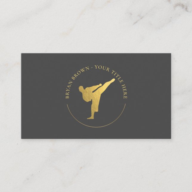 Gold Kickboxing - Karate Logo Business Card (Front)