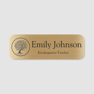 Gold Kindergarten Teacher Name Custom Teacher Tag