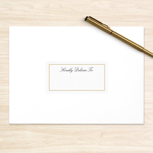 Gold Kindly Deliver To Wedding Address Label