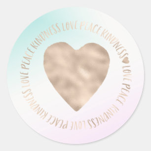 Gold Kindness Love Peace Heart Aqua Pink Tie Dye Classic Round Sticker
