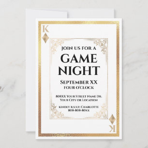 Gold King of Diamonds Game Night Playing Card