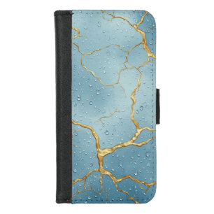 💙 Gold Kintsugi Cracks ✨ Blue Water Luxury 💙 iPhone 8/7 Wallet Case