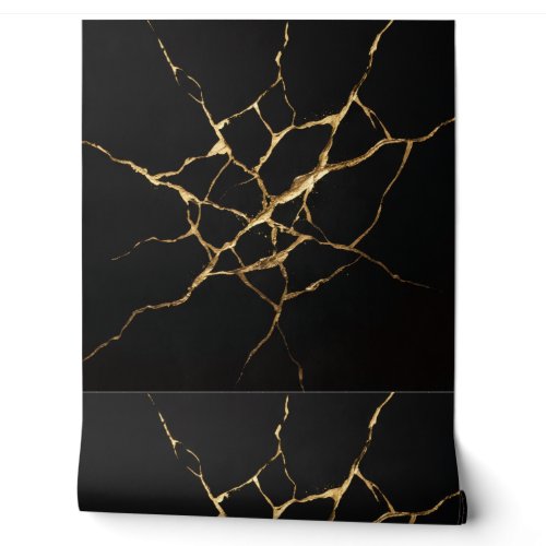 Gold Kintsugi Cracks Luxury Textured Wallpaper