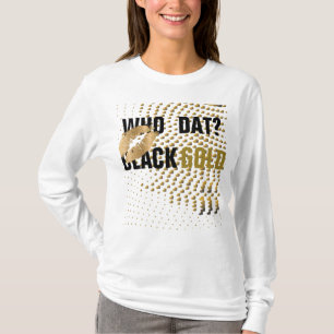 Gold Kiss/Who dat? Black gold hearts T-Shirt