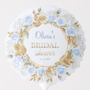 Gold-Kissed Blue Rose Bridal Balloon